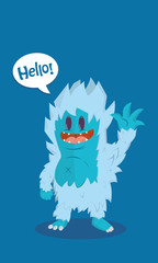 Monster auf blauem Hintergrund