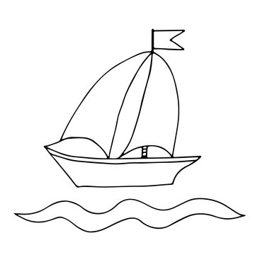Black line ship for coloring book