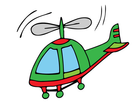 Colorful helicopter on the white background for coloring book