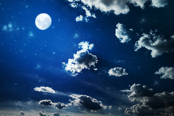 Obraz na płótnie Canvas background night sky with stars, moon and clouds. Elements of this image furnished by NASA