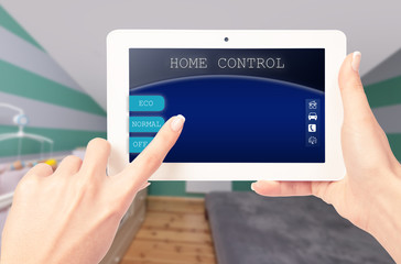 tablet computer isolated in a hand on the white backgrounds