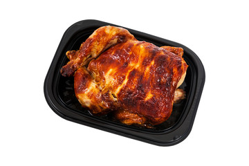 Grilled Whole Chicken Isolated on white background. Selective focus.