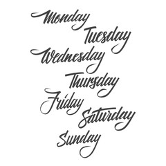 ollection of handwritten days of the week. Calligraphic elements for your design. Vector illustration.	