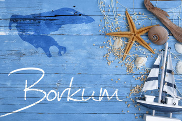 Maritime Postkarten mit Inseln und Dekoration Borkum © Stockwerk-Fotodesign