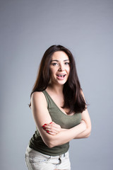 Obraz premium Portrait of a beautiful joyful woman.