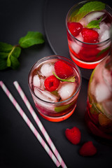 Raspberry Vodka Cocktail Lemonade. Selective focus.
