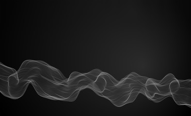 3d illustration of smoke wave on dark black backround