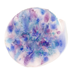 Abstract hand painted circle with watercolor on white background in blue shades