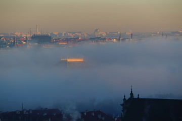 Fototapeta premium Prague under the fog, Czech republic, Europe