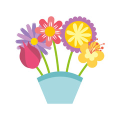 cute bouquet of flowers nature icon vector illustration design