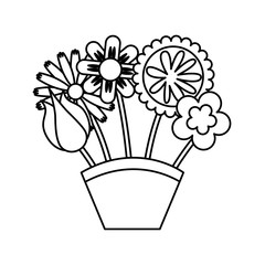 cute bouquet of flowers nature icon vector illustration design