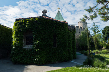 Fototapeta na wymiar Church inside Kalemegdan fortress at summer morning in Belgrade, Serbia