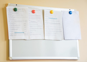 colorful magnets securing a variety of information
