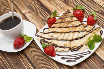 Crepes with Banana and strawberries