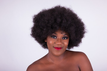 Portrait of a beautiful African American woman with an afro haircut