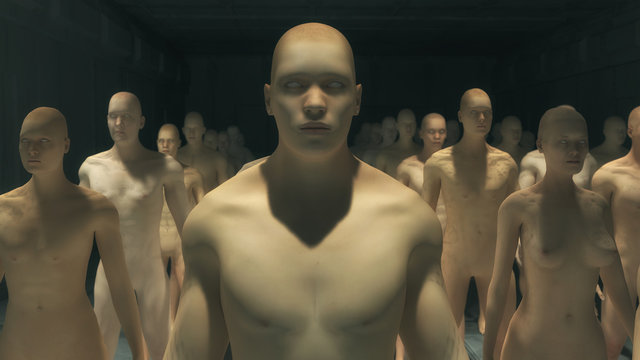 3d render. Human Clone Manufacturing and Futuristic Room