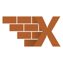 X  letter Logo, brick wall logo design with place for your data.  Vector image. 