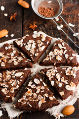 vegan chocolate cake with almonds