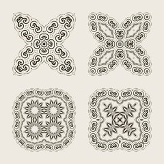 Set of decorative vintage elements. For business card, monogram, poster, logo, postcards, design. Vector illustration.