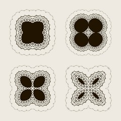 Set of decorative vintage elements. For business card, monogram, poster, logo, postcards, design. Vector illustration.