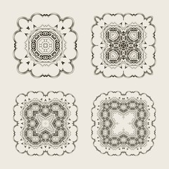 Set of decorative vintage elements. For business card, monogram, poster, logo, postcards, design. Vector illustration.
