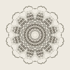 Elegant vintage round element. Mandala style. For business card, monogram, poster, logo, postcards, design, pattern. Vector illustration.