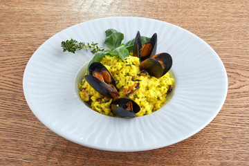 Risotto on a white plate