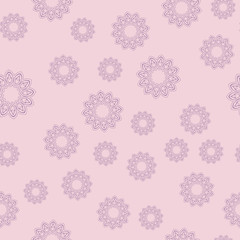 Exquisite floral ornament with random flowers. For fabric, wrapping paper, wallpaper, design and interior. Vector background.