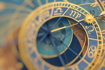 Detail of the Prague Astronomical Clock (Orloj) in the Old Town of Prague - obrazy, fototapety, plakaty