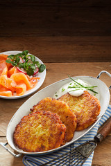 Golden Rosti with Dill Sauce and Smoked Salmon