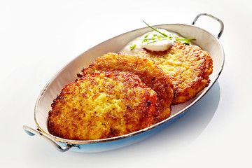 Crisp Potato Rosti Served with Creamy Dill Sauce