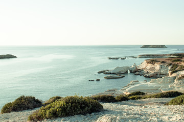 Impressive seascape of shoreline with white cliffs