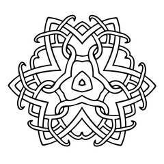 Vector illustration of Celtic style triangle ornament black and white