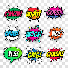 Comic text bubbles vector isolated icons set