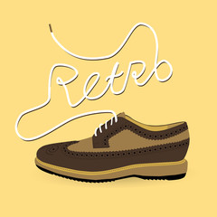 retro classic male shoes, vector, illustration,