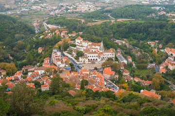 Fototapeta na wymiar The Castle of the Moors (Portuguese: Castelo dos Mouros), medieval castle. Sintra. Portugal. 