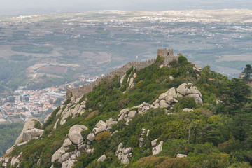 Fototapeta na wymiar The Castle of the Moors (Portuguese: Castelo dos Mouros), medieval castle. Sintra. Portugal. 