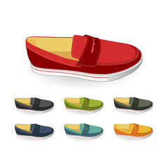 set of classic male penny loafers, vector, illustration,