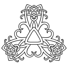 Vector illustration of Celtic style triangle ornament black and white