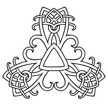 Vector illustration of Celtic style triangle ornament black and white