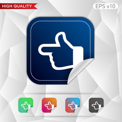 Left finger icon. Button with left finger icon. Modern UI vector.