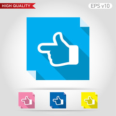 Left finger icon. Button with left finger icon. Modern UI vector.