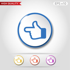 Left finger icon. Button with left finger icon. Modern UI vector.