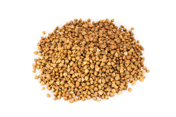 Гречневая крупа на белом фоне
