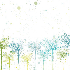 Vector spring trees bright sunny background