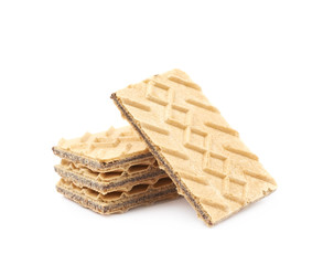 Pile of chocolate wafers isolated