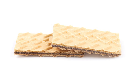 Pile of chocolate wafers isolated