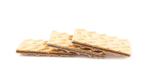 Pile of chocolate wafers isolated
