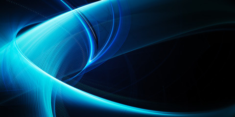 Abstract background element. Fractal graphics. Composition of curves and mosaic halftone effects. Blue and black colors.