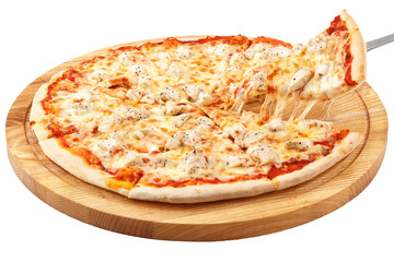 Pizza Chicken, mozzarella, chicken isolated 